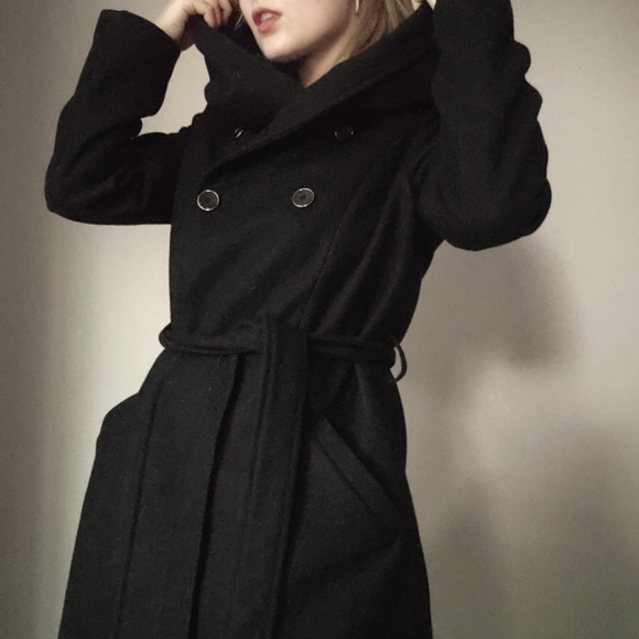 Jackets & Blazers - Black Wool Long Coat